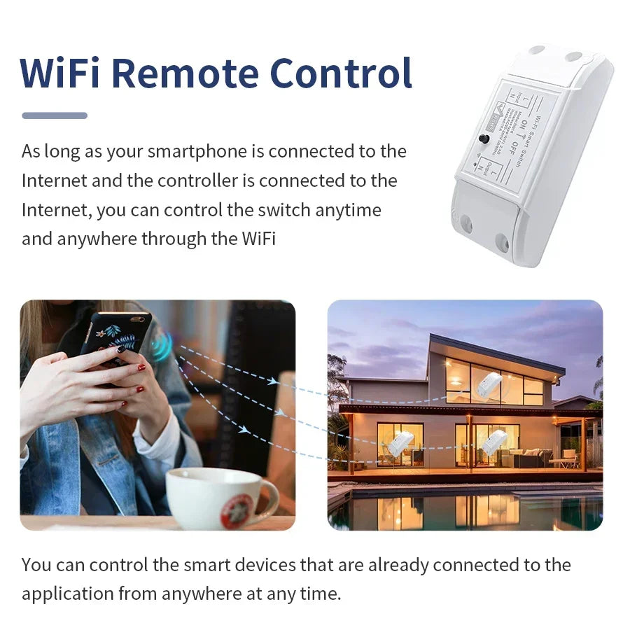 20A/16A/10A WIFI Switch Smart Home Automation Relay Module Wireless Control Switch Relay Breaker Voice Control Work Alexa Google