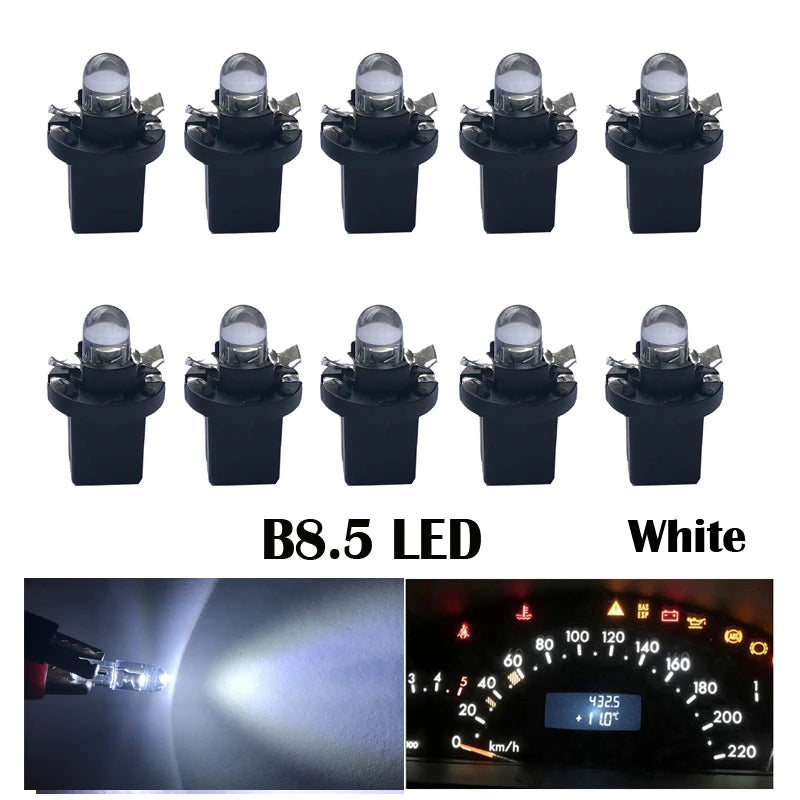 10pcs T5 PC74 B8.5 Led W3W Car Interior Light Dashboard Warming Indicator COB Chip Canbus Auto Instrument Light Wedge Gauge Bulb