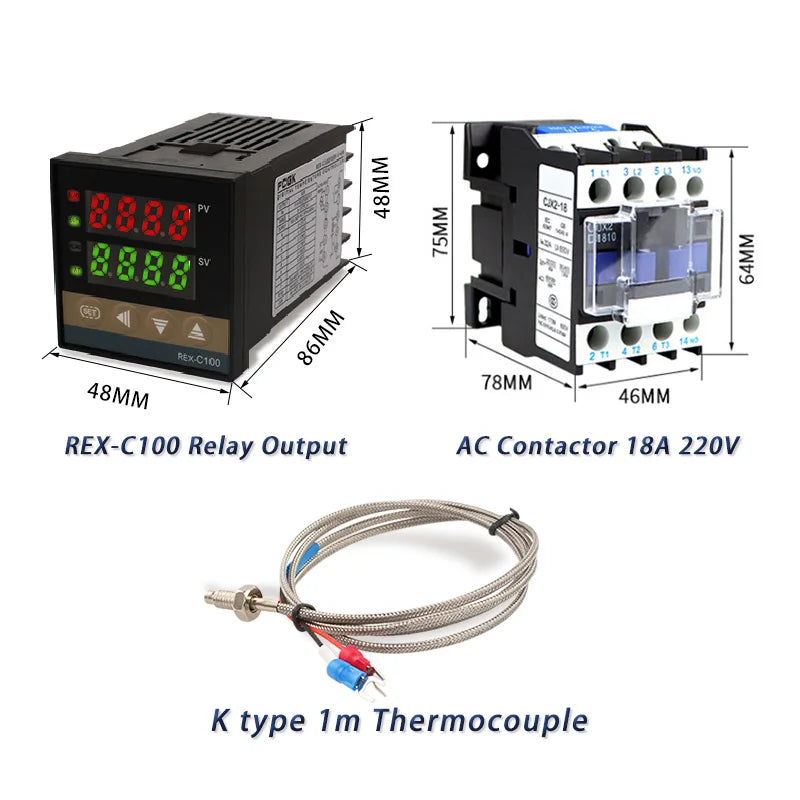 REX-C100 PID Temperature Controller 220v 400 degree Digital thermostat Output 40A SSR K Type Thermocouple