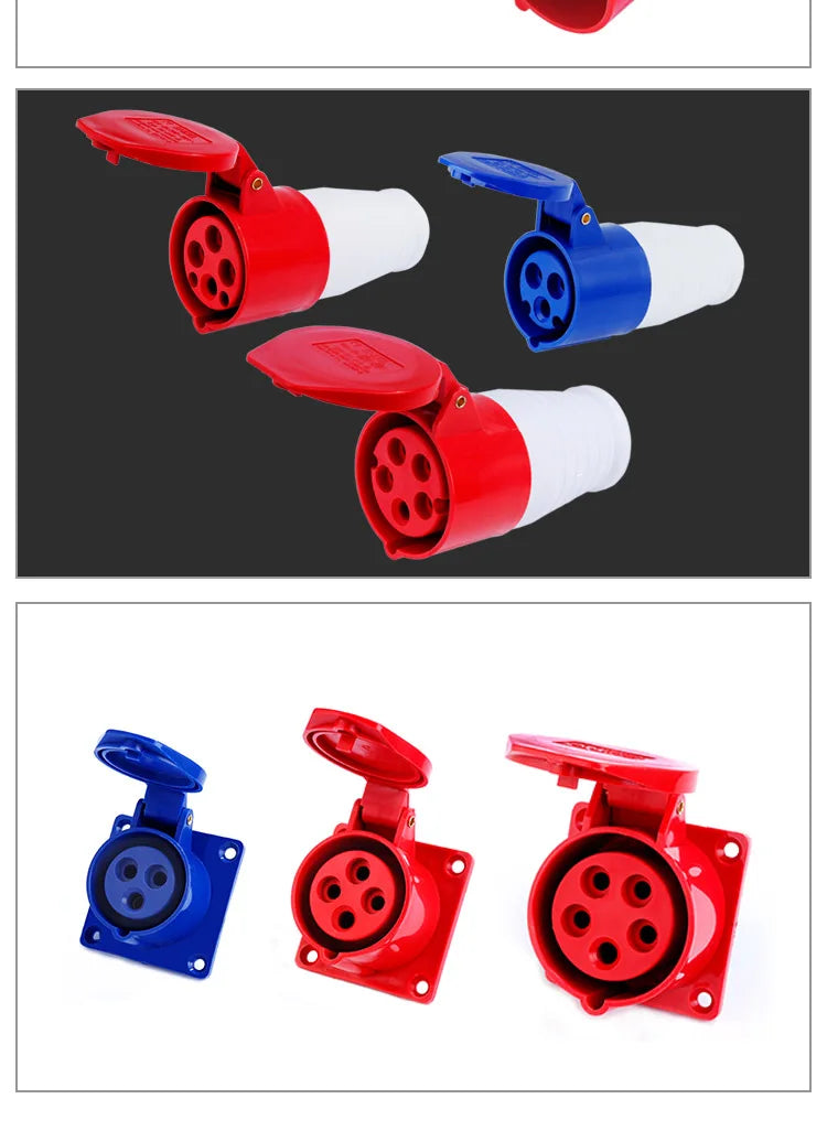 IP44 Industrial Plug and Socket Waterproof Connector 3PIN 4PIN 5PIN 16A/32A  Waterproof Electrical Connection Wall Mount Socket