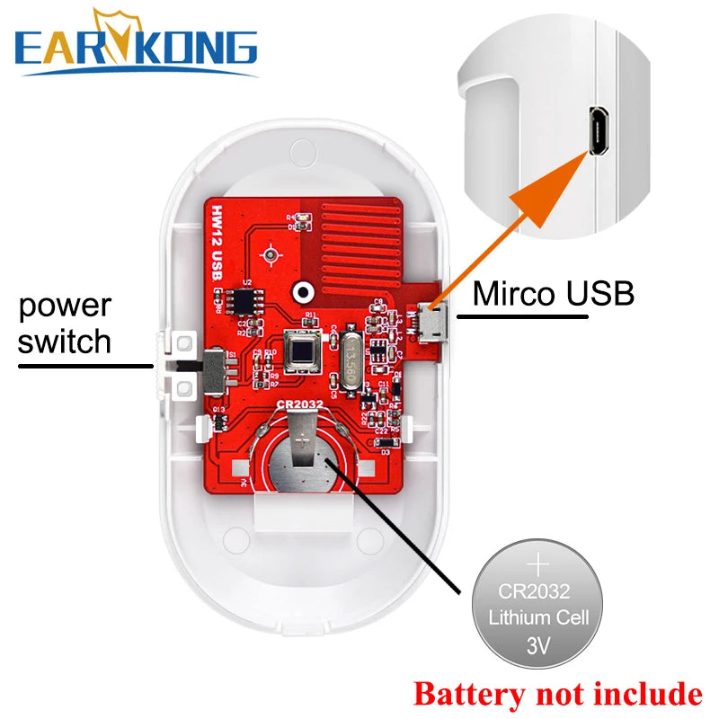 Wireless PIR Motion Detector 433MHz EV1527 Infrared Sensor Support 5V USB Power Supply For Home Burglar Security Alarm System