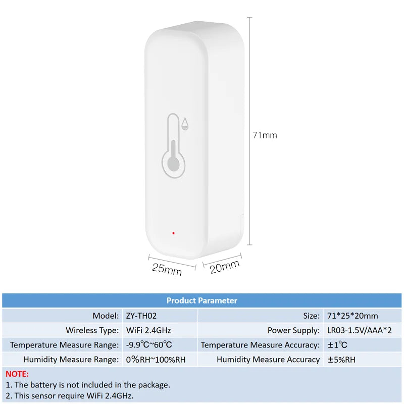 Tuya WiFi Temperature Humidity Sensor for Smart Home Thermometer Hygrometer APP Remote Works with Google Home Yandex Alexa