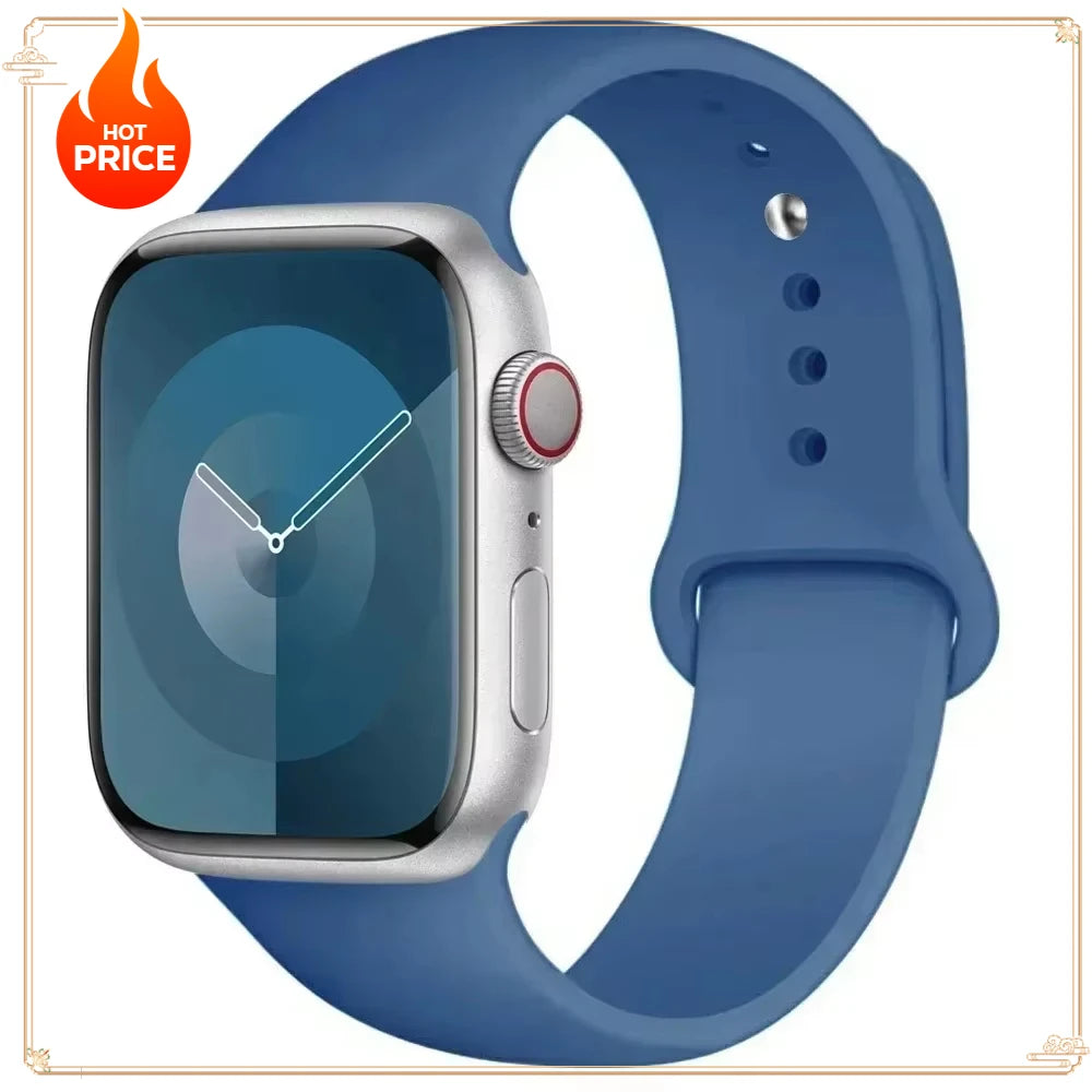 Original Silicone Strap for Apple Watch Band 38/40/41/42/44/45/46MM 49mm Bracelet for Iwatch Serie 10 9 7 4 5 6 8 SE Ultra 2 3