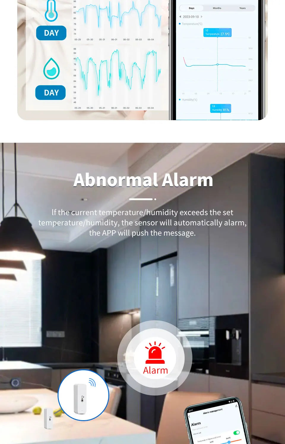 1/2/4/8 Tuya Wifi Zigbee Smart Temperature Humidity Sensor APP Remote Monitor Control SmartLife Work with Alexa Google Assistant
