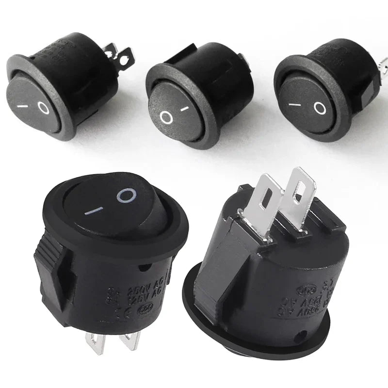 5/20pcs 12V Round Rocker Switch ON/OFF 2 Pin SPST Camper Van Caravan Motorhome 20MM Circle Toggle Switch