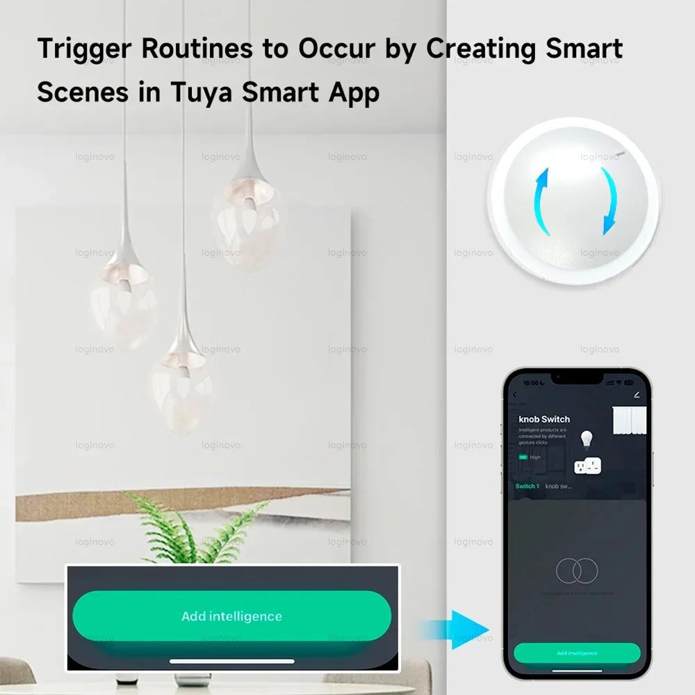 Tuya ZigBee Knob Switch Wireless Scene Button Rotatable Dimmer Controller Switches Remoter Smart Life Home Automation Linkage