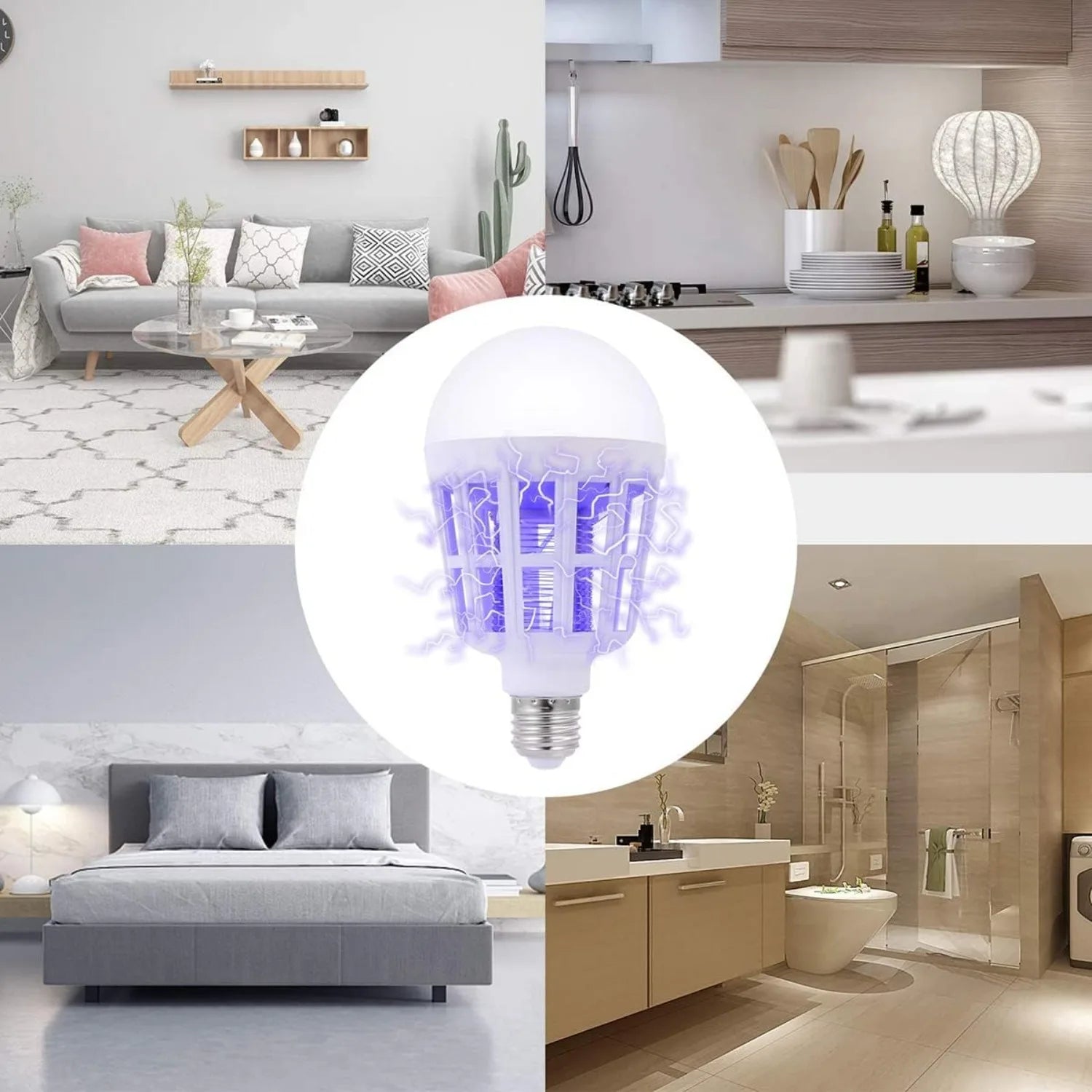 JOYINLED 2 in 1 LED Pest Attract Trap 220V/110V E26/E27 Lamp Bulb Pack of 1/2 Bug Zapper, Mosquito Killer for Home Kitchen Patio