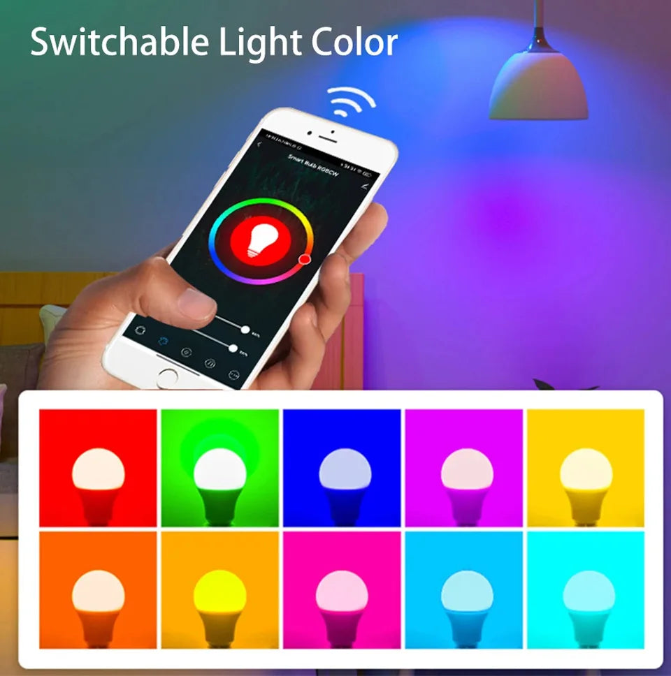 Tuya Smart WiFi LED Light Bulb E27 AC85-265V 12W 15W 18W Alexa Google Home Voice Control Smart Life APP RGB Color Changing Lamp