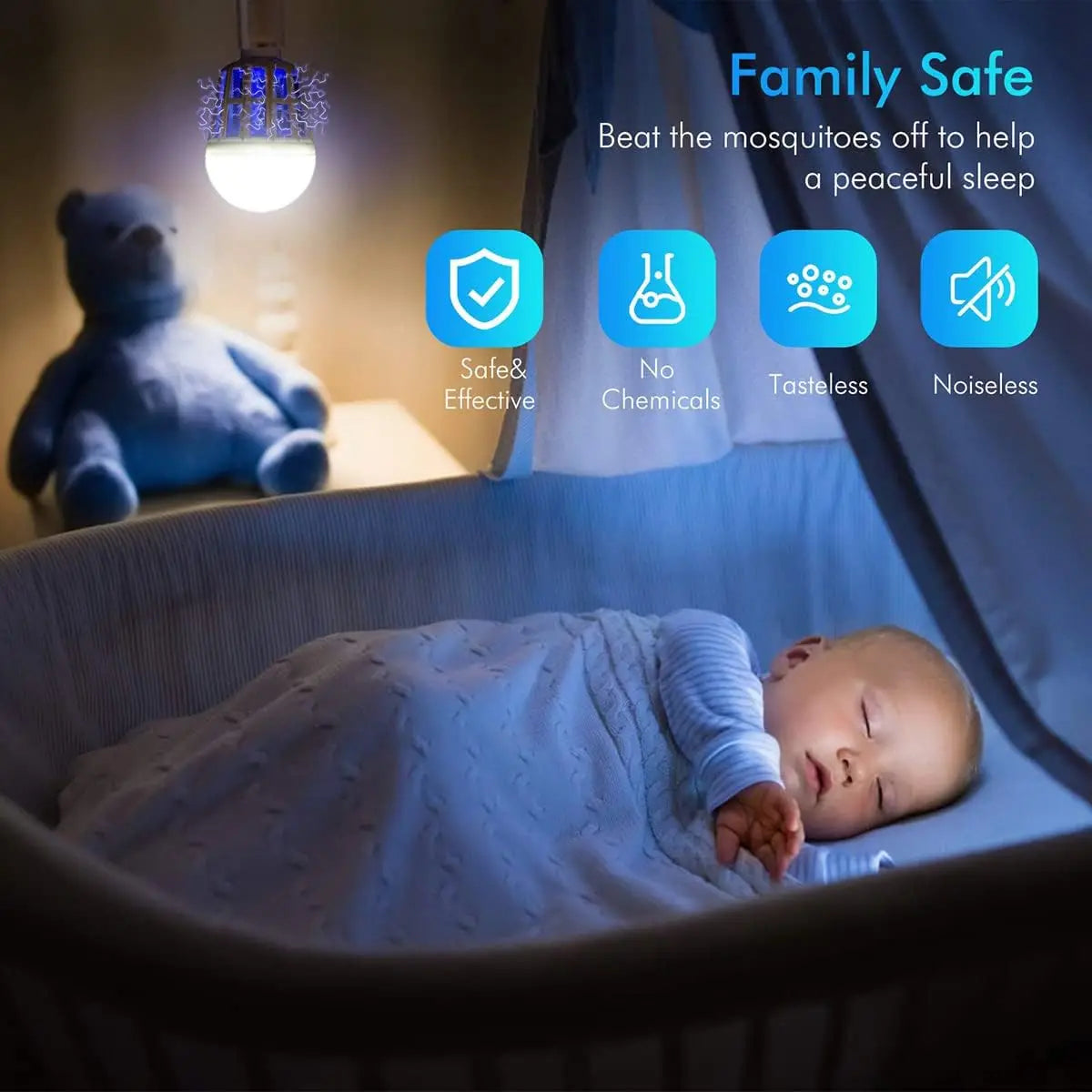 JOYINLED 2 in 1 LED Pest Attract Trap 220V/110V E26/E27 Lamp Bulb Pack of 1/2 Bug Zapper, Mosquito Killer for Home Kitchen Patio