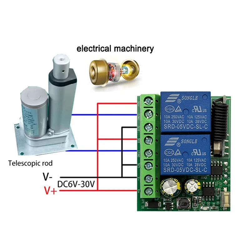 433MHz RF Wireless Remote Control Switch 6-30V 85-250V 2CH Relay Receiver For Door Electromagnetic lock Motors Lighting DIY etc