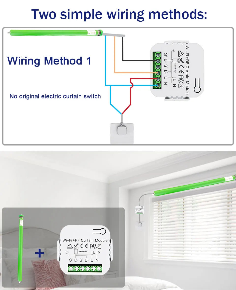 Tuya Smart Life WiFi Blind Electric Curtain Switch Relay with RF433 Mhz Remote Control Electric Roller Shutter Google Home Alexa
