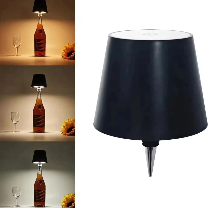 USB Charge Bottle Table Lamp Touch Control of 3 Colors and Stepless Dimming Night Lamp Suitable for Bar Wine Bottles Desk Lights