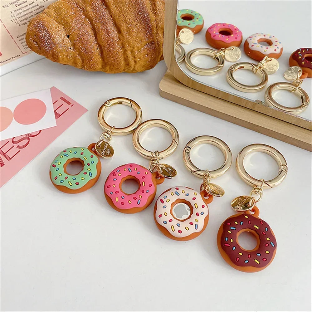 Silicone Case for Apple Air Tag Tracker Case Cartoon Donut Silicone Case for Apple Airtag Case Dog Collar GPS Finder Protective