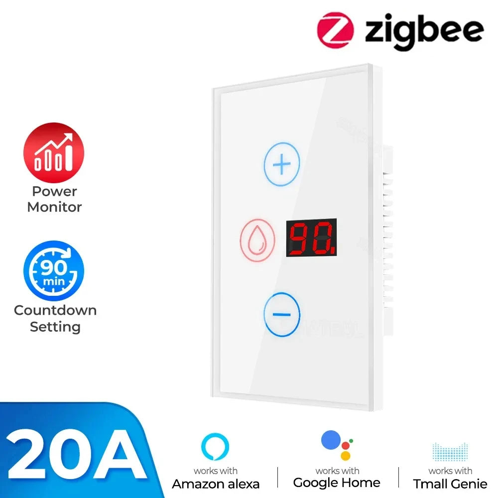 Tuya EU US WiFi/zigbee Smart Water Heater Boiler Switch With Power Monitor Smart Life Control Works With Alexa Alice Google Home