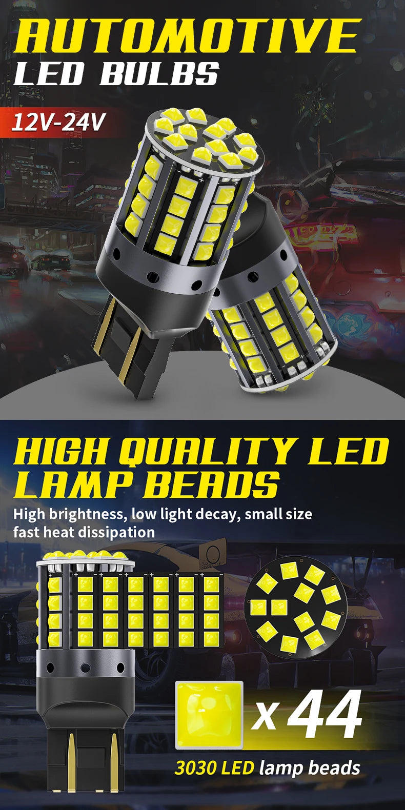 1×1156 ba15s p21w canbus bulbs py21w led turn signal yellow 7440 bulb bay15d 1157 canbus led reversing lights t20 7443 STOP LAMP