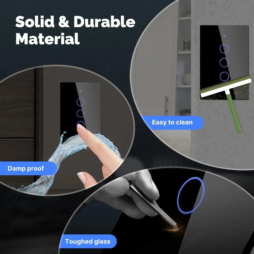 MOES Tuya ZigBee Smart Light Switch Touch Glass Panel Fireproof Neutral Wire Required Remote Control Work With Alexa Google Home