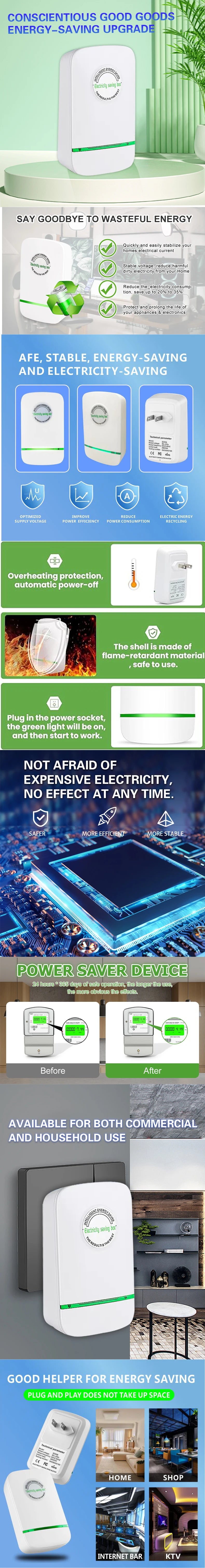 Pro Power Save Electricity Energy Saver 90V-250V Home Office Electricity Saving Box EU Plug Stable Voltage Power Saver