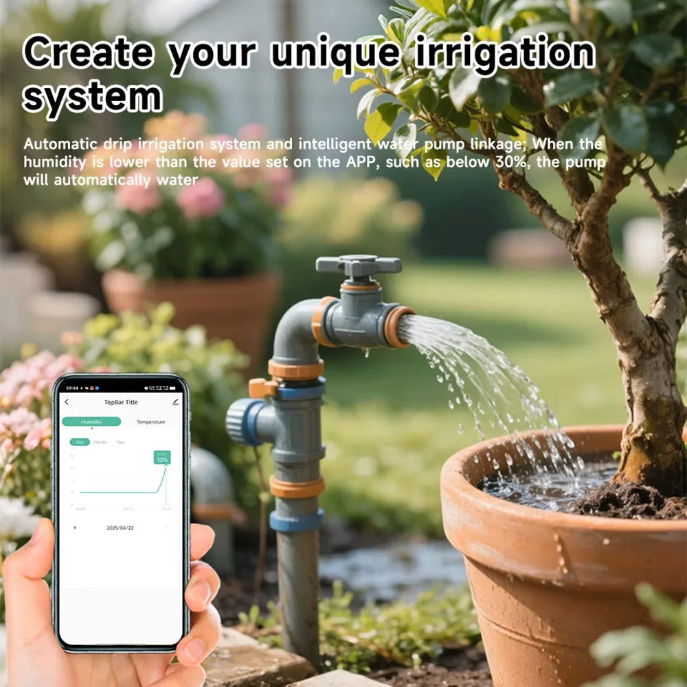 Tuya WiFi Soil Moisture Meter Temperature Humidity Sensor Garden Plant Monitor for Automatic Watering Smart Life App Control