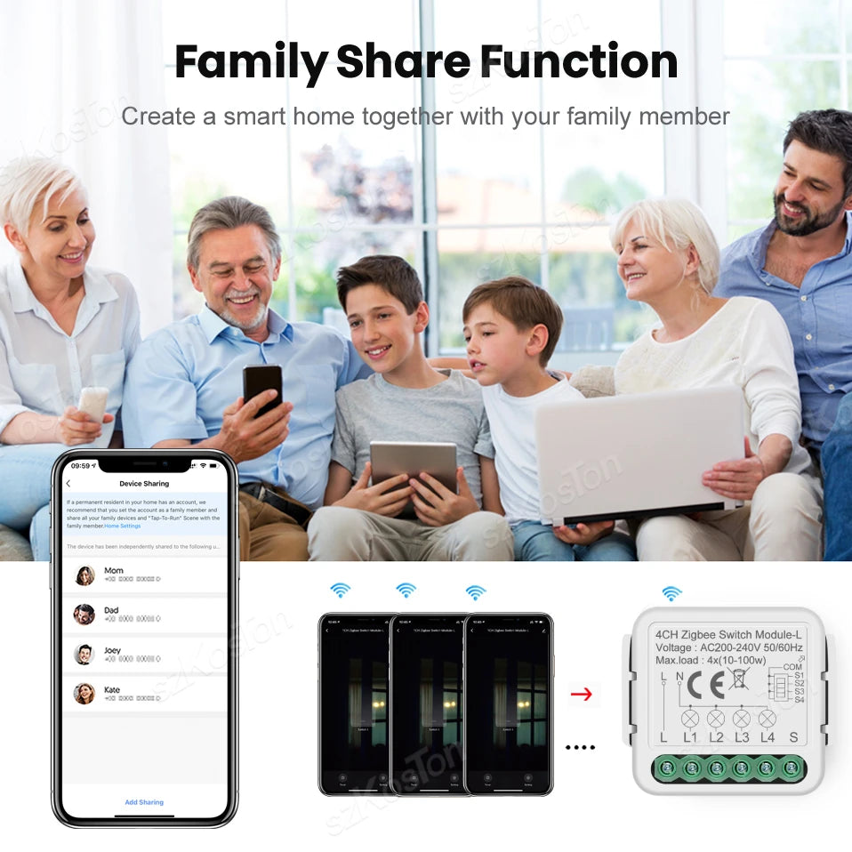 No Neutral Tuya ZigBee 3.0 Smart Switch Module 1 2 3 4 Gang Wire Required Smart Home DIY Light Breaker Works with Alexa Google
