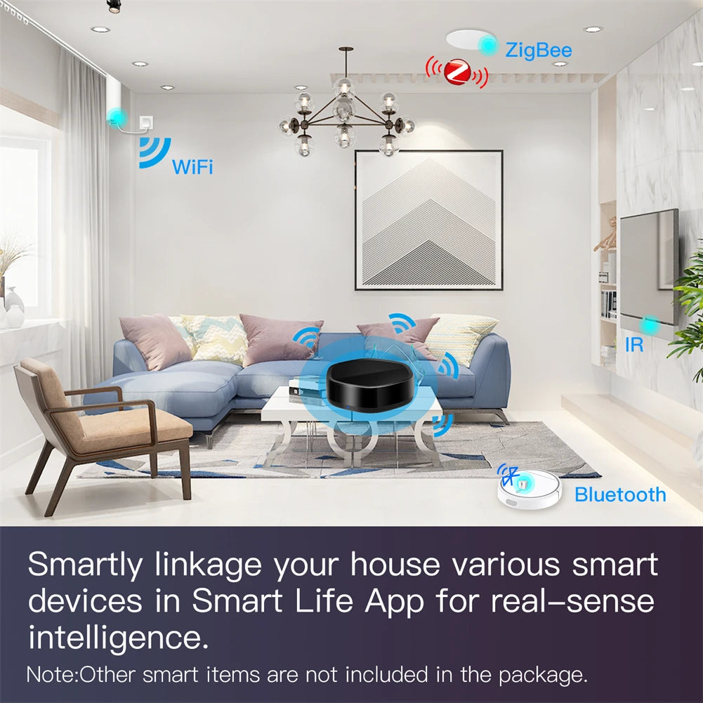 MOES Tuya Smart ZigBee Multi-mode Gateway Bluetooth Mesh Hub 38K IR Remote Controller 2in1 Voice Control For Alexa Google Home