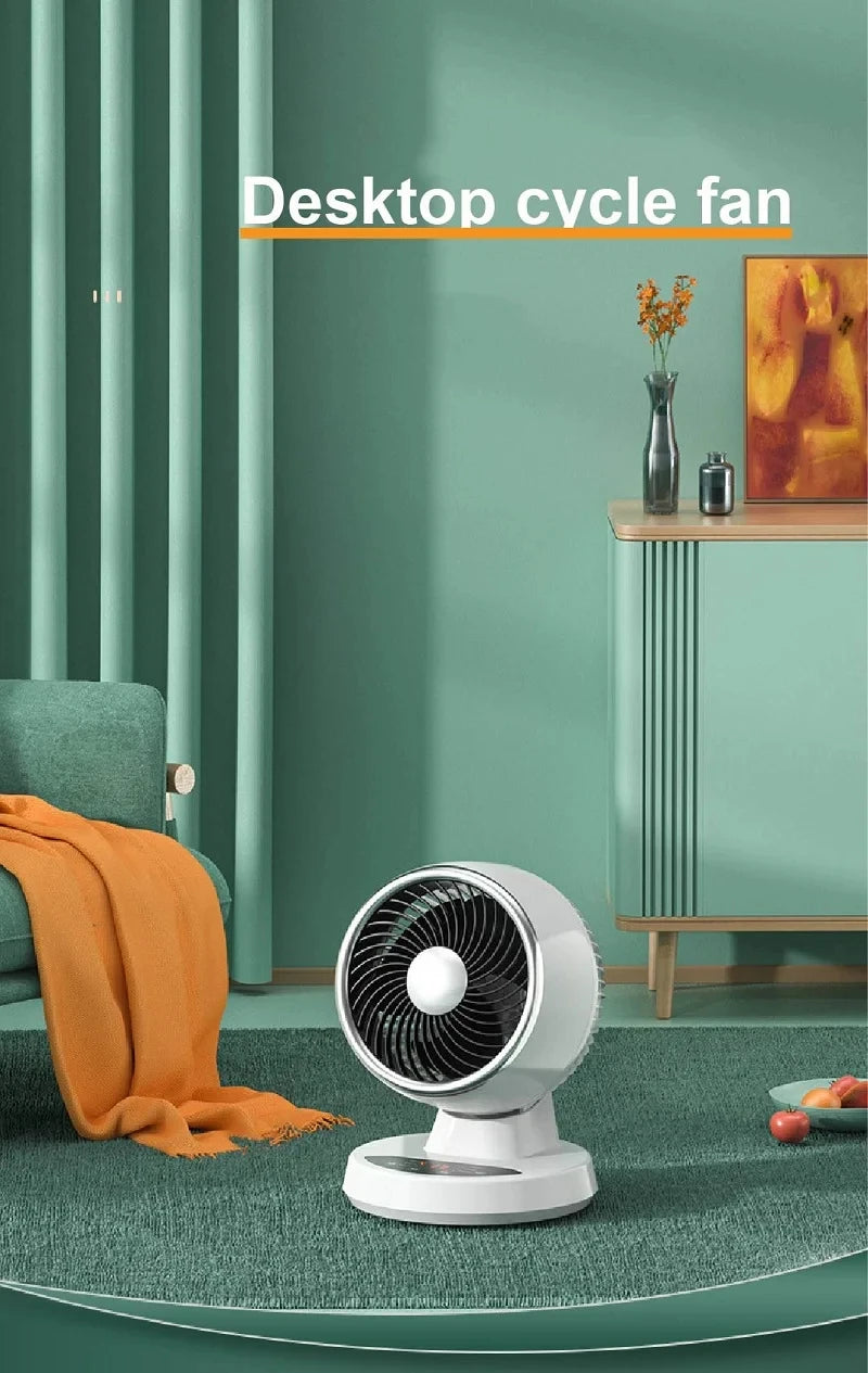 USB Smart Air Circulation Fan Electric Fan Floor Fan Silent Desktop Turbine Dormitory 3 Gear Cooling Timed Electric Fan Summer