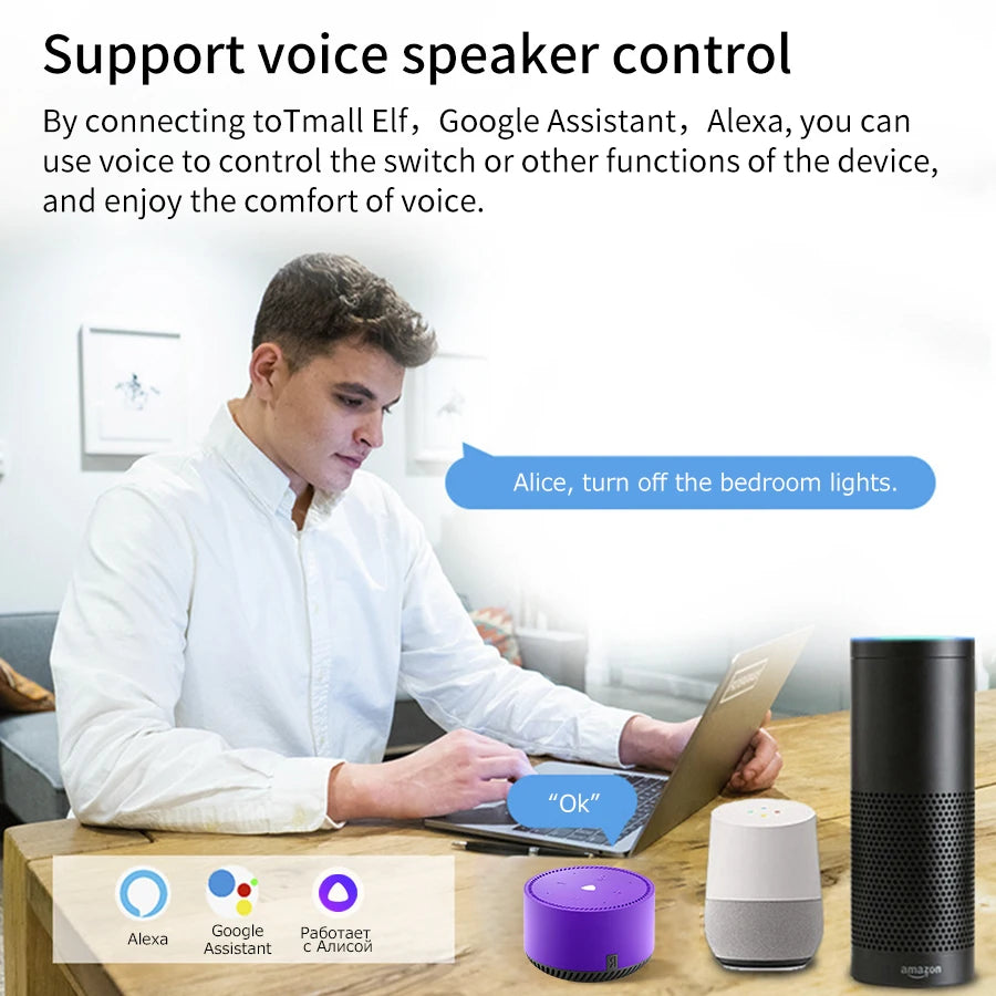Tuya WiFi Smart Light Switch Smart Home Wireless RF 433mhz Push Button Wall Switch Via Alexa Google Home Alice Smart Life App