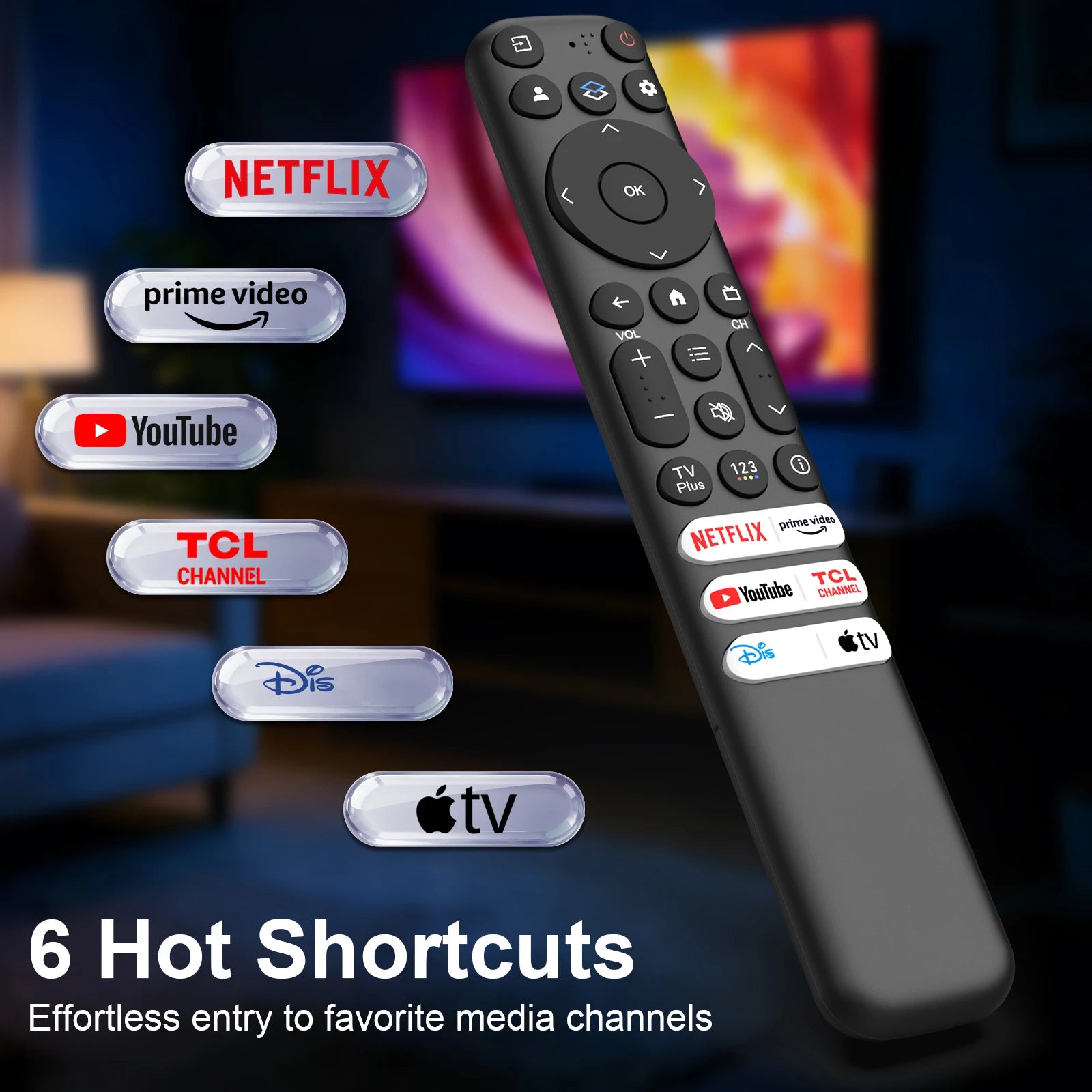 For TCL Google TV Remote Control RC813 For TCL QM8/QM7/S5/S4/S3/Q7/Q6/Q5 4K UHD HDR LED QLED QD-Mini LED Full-HD Smart TVs
