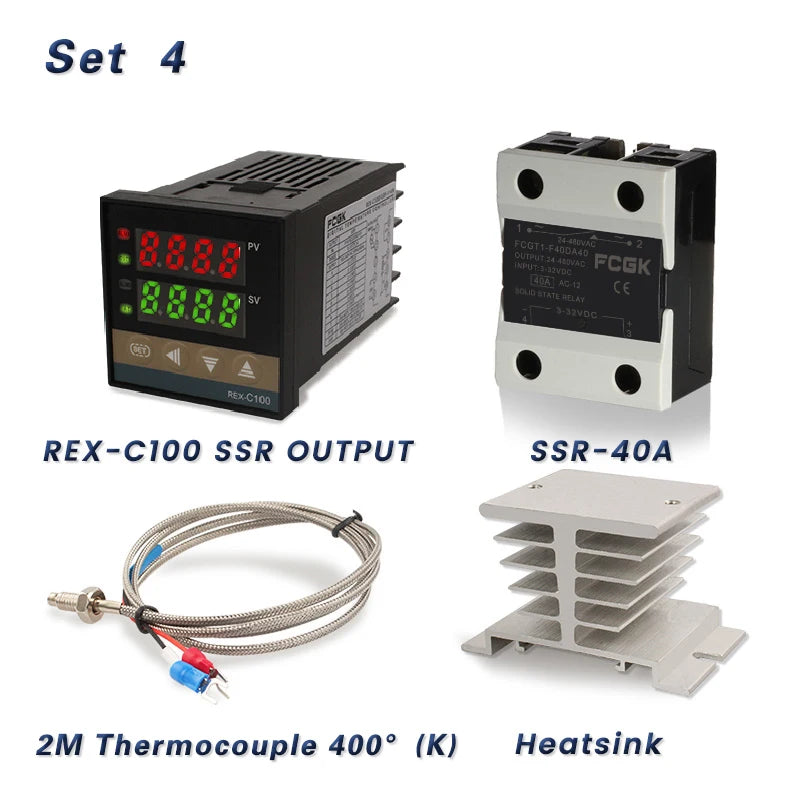 REX-C100 PID Temperature Controller 220v 400 degree Digital thermostat Output 40A SSR K Type Thermocouple