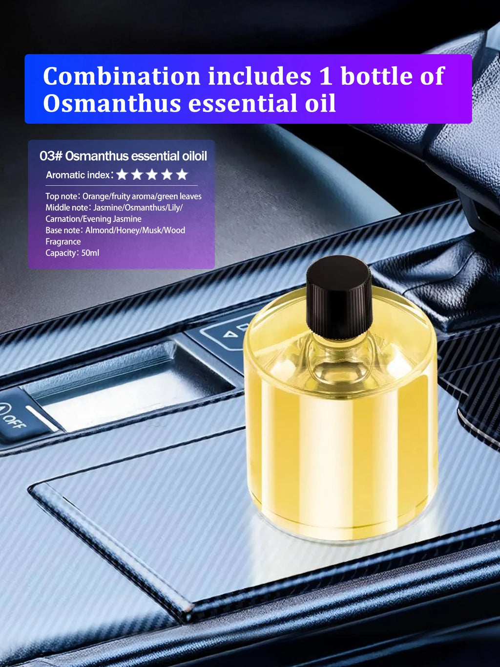 Rechargeable car aroma diffuser, aromatic essential oil, colorful lights, romantic starry sky lights, bedroom gift