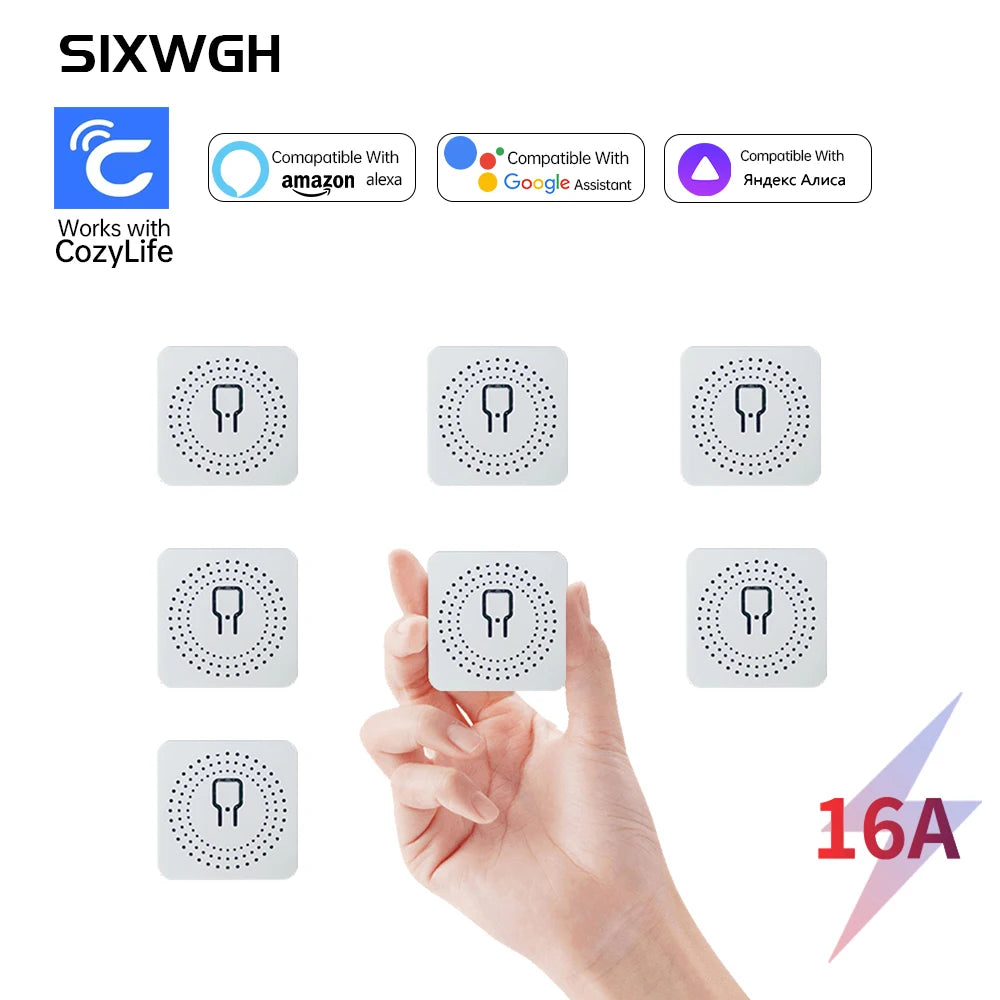 SIXWGH MiNi WiFi Smart Switch Cozylife App Remote Control Timer Home Improvement 2 way Relay Work with Google Home Aleax