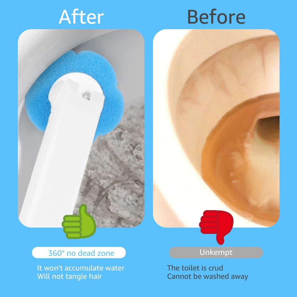 Upgrade Toilet Brush Kit with Disposable Replacement Heads, Long-Handle Hygienic Bathroom Cleaning Brush for Home WC Accessories