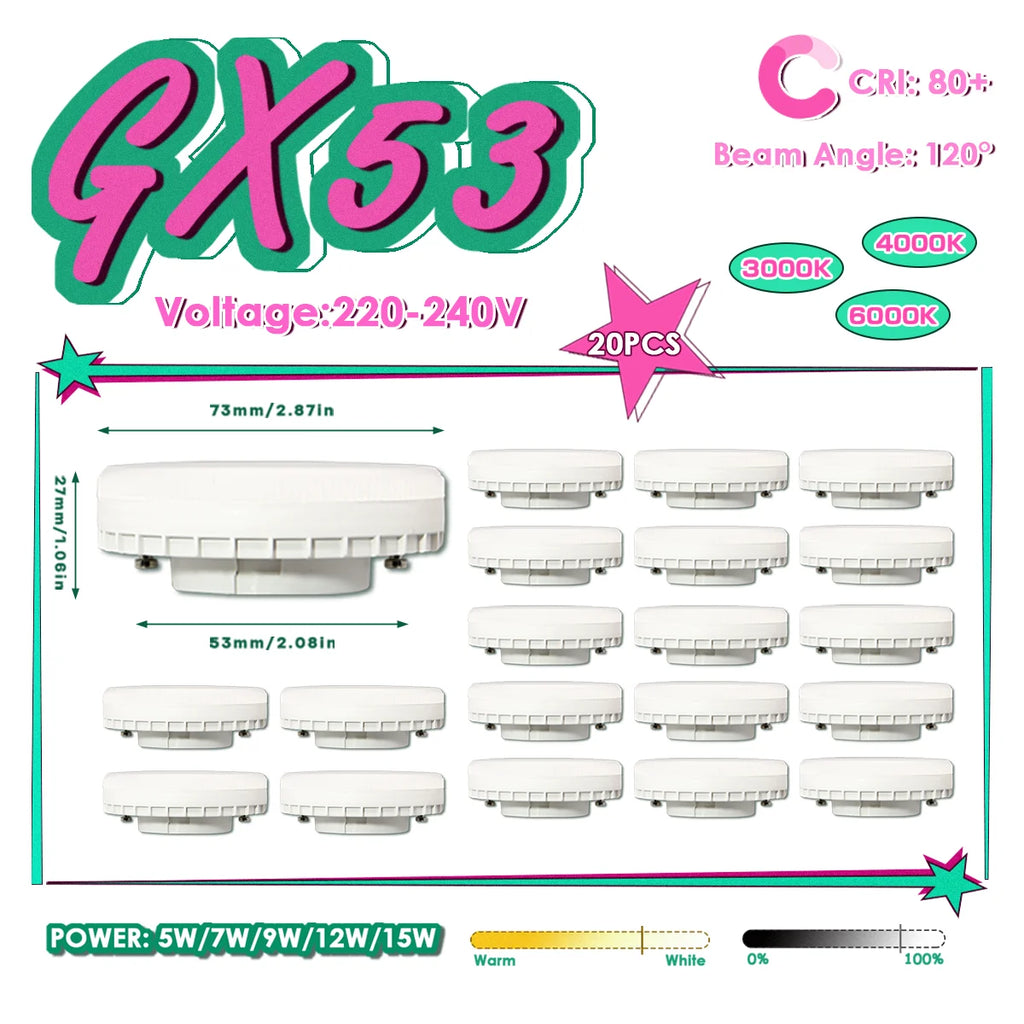 1-20pcs Hight Quality LED GX53 Bulb Spot Light 5W-15W 220V Reflector 50W Equivalent 3000K 4000K 6000K Retrofit The Fittings