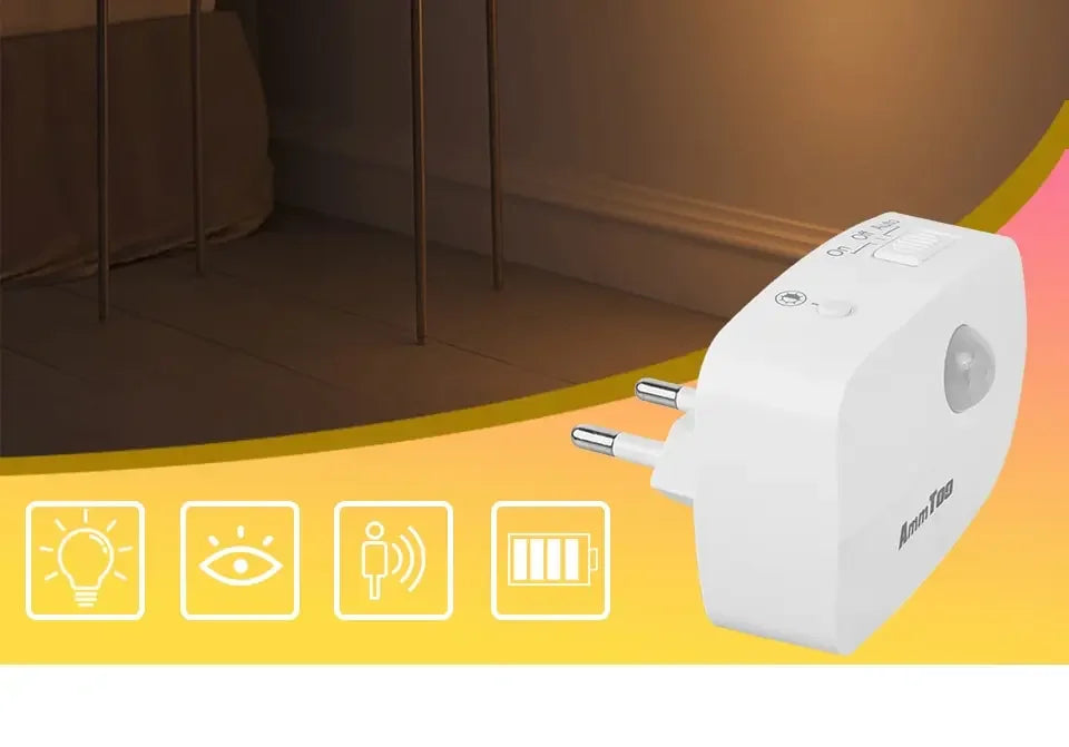 AC85-265V Led Night Light with Motion Sensor EU US Socket PIR Human Infrared Induction Lamp Plug in Wall Bedroom Hallway 3 Color