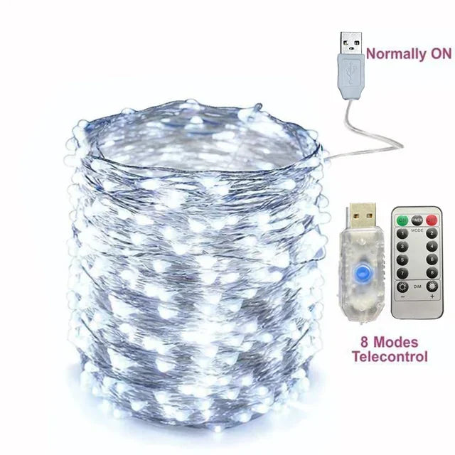 5M-30M USB String Lights 8 Modes Fairy Lights Copper Wire LED String Lights for Christmas Wedding New Year Garland Decoration