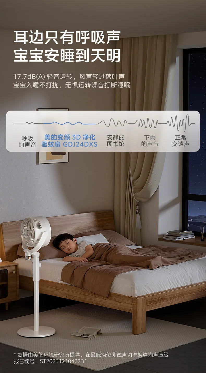 Smart Voice DC Inverter Air Circulator Fan, High Wind Mosquito Repellent Fan for Home Bedroom Baby Use