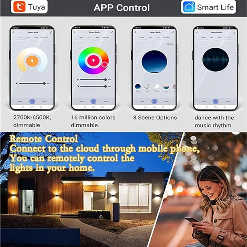 Tuya Outdoor LED Wall Lamp Smart Life APP Control Adjustable Angle RGBCCT Wall Lights,Work with Alexa Google Home