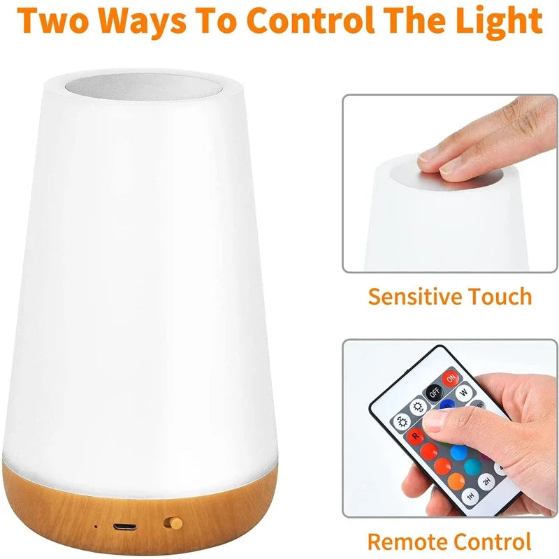 13 RGB Colors LED Night Light for Children Baby Bedroom Decoration Dimmable Touch Lamp Portable Rechargeable Bedside Table Lamp