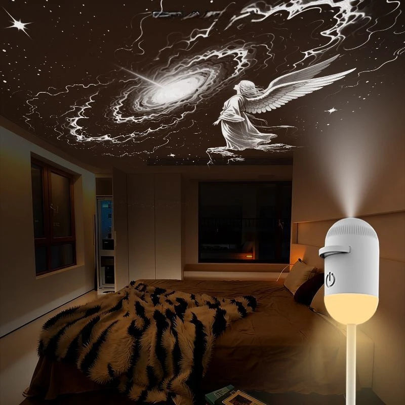 Wireless Galaxy Projection Led Night Light Rechargeable Wall Atmosphere Lamp For Car, Living Room Bedroom Home Decor Lighting