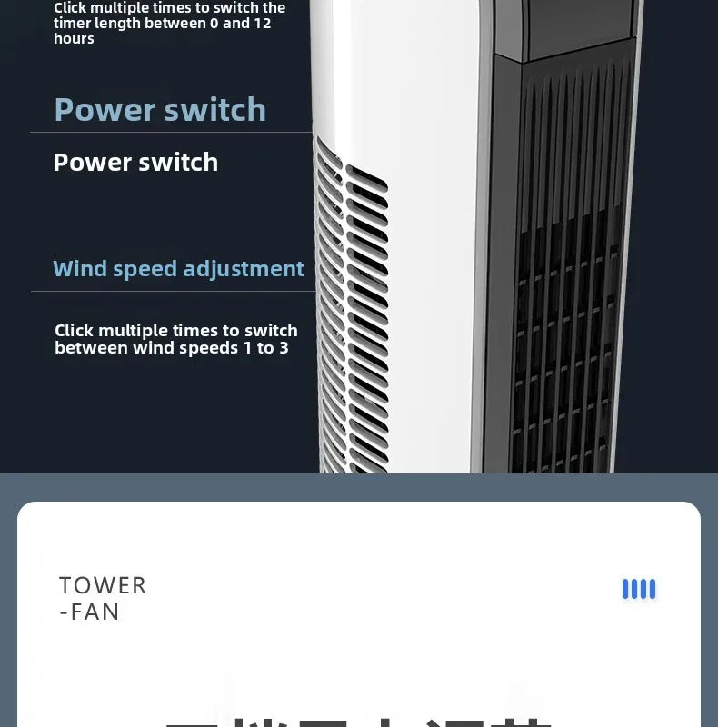 2026 New Upgrade Smart Temp-Control Bladeless Tower Fan With Remote 12H Timer LED Display-Low Noise For Home Oscillating Air Cir