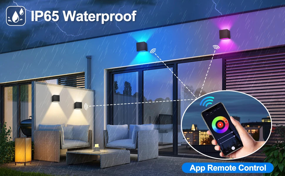 Tuya Outdoor LED Wall Lamp Smart Life APP Control Adjustable Angle RGBCCT Wall Lights,Work with Alexa Google Home