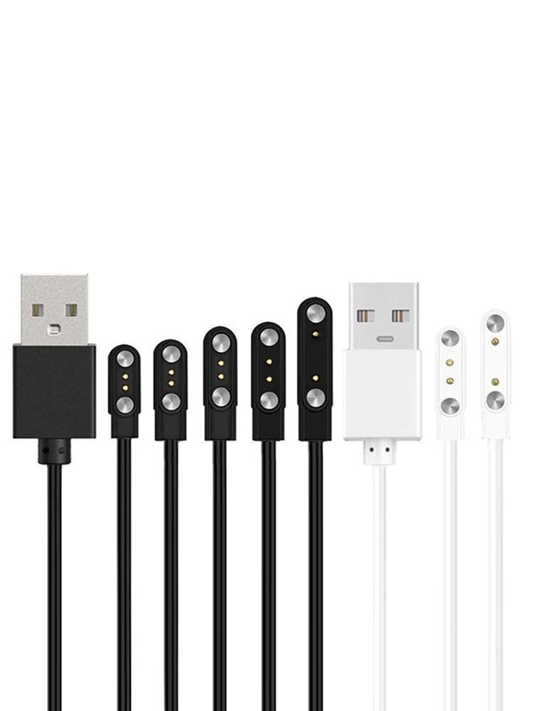 2 Pin Strong Magnetic USB Charge Cable Black/White Universal Smart Watch Charging Line Cord Rope Compatible With Various Devices