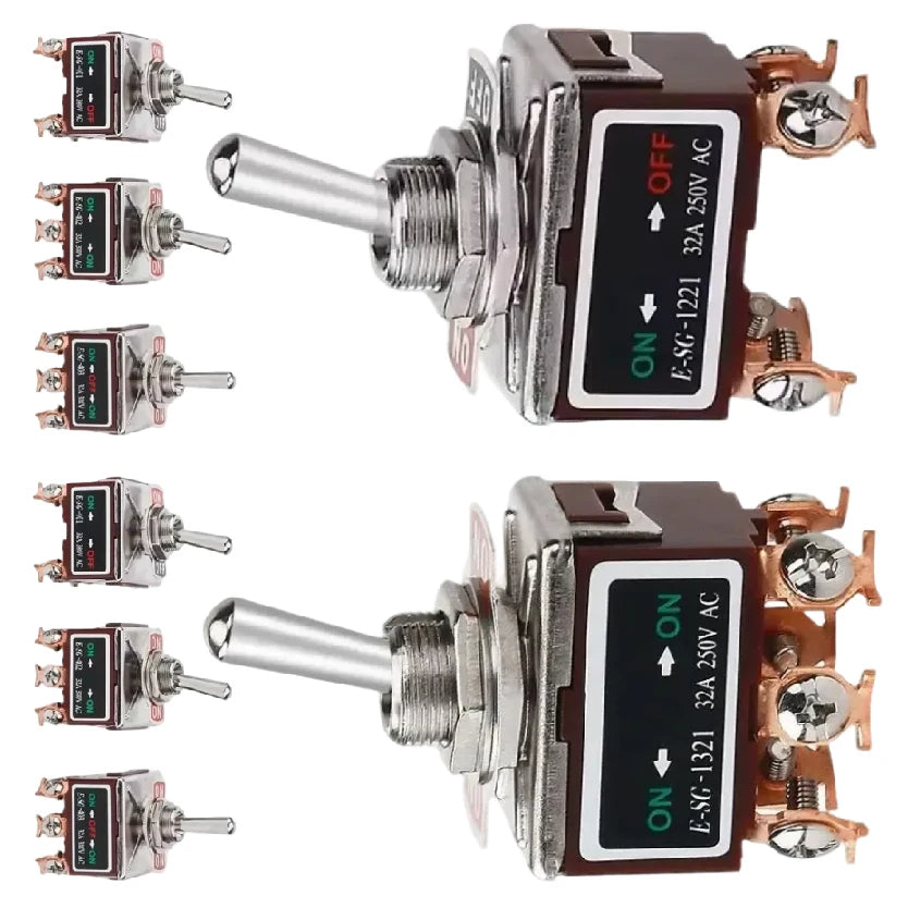 Heavy-Duty E-SG-SERIES Rocker Switch 32A 250VAC Self-Lock Reset with Multiple Pin Options 2-12 Pin