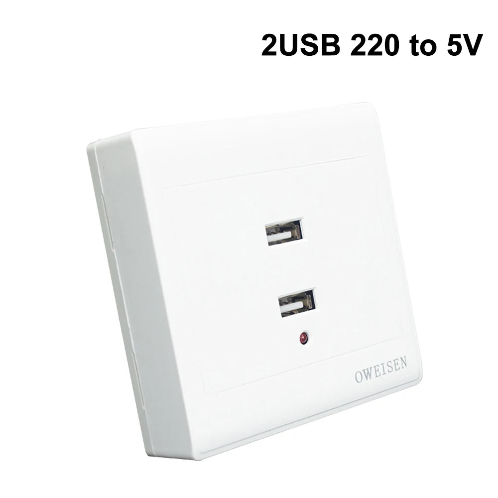 2/4 Ports USB Electrical Socket Wall Mounting Charger Station Power Adapter Plug Outlet 36V 220V to 5V for Home Office Use