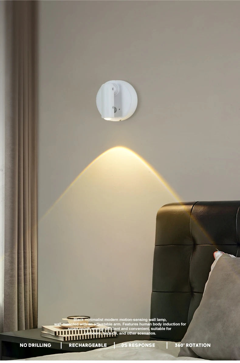 LED Light Magnetic Rechargeable Wall lamp Spotlight Atmosphere Light  No Punch Reading Light Touch Switch Dimmable Bedside Lamp