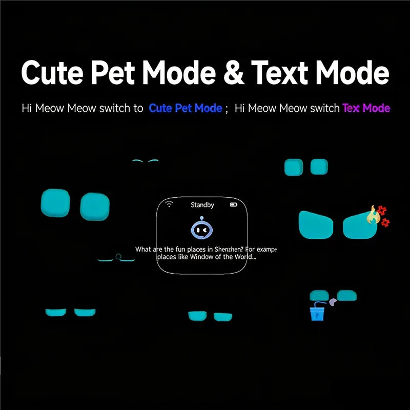 Dual Use Car & Home AI Pet Robot Dynamic Expression Voice Interaction Magnetic Fast Charging Smart Companion Toy For Boys Girls
