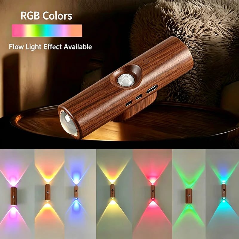Smart RGB Gradient Night Light Magnetic Motion Sensor Rechargeable Wall Lamp for Bedroom Bathroom Closet Garden Home Decor