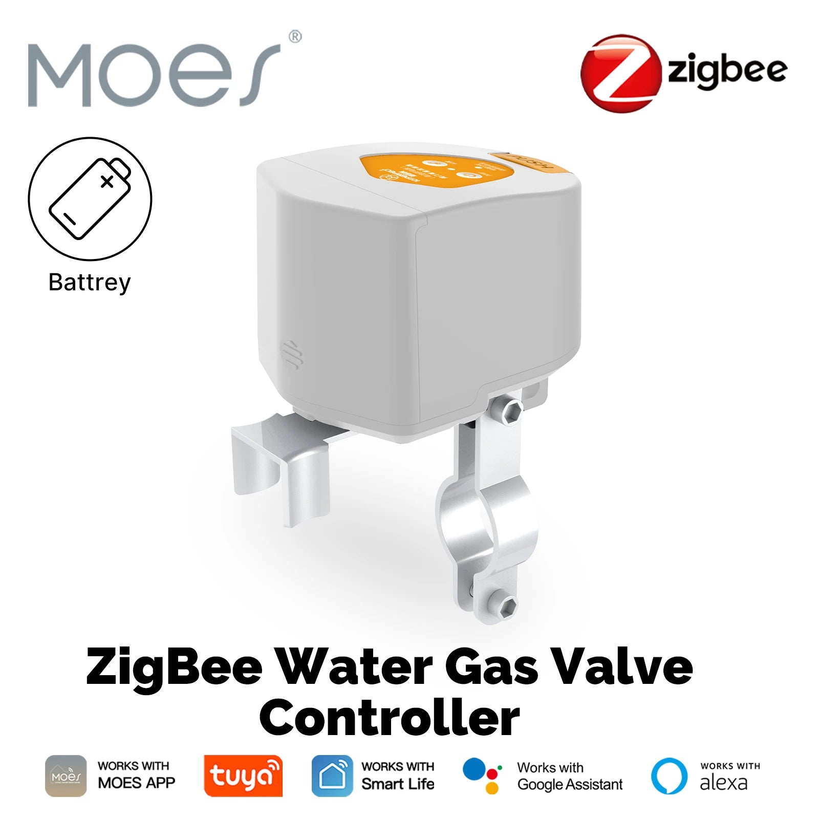MOES Tuya ZigBee Smart battery Water Gas Valve Controller Automatic Low Power Consumption Voice Control with Alexa Google Home