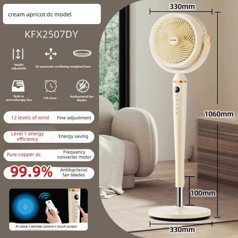 Smart Voice Control Tower Fan with Aromatherapy Energy Saving 12H Timer Adjustable Stand Pure Copper Motor Air Circulator