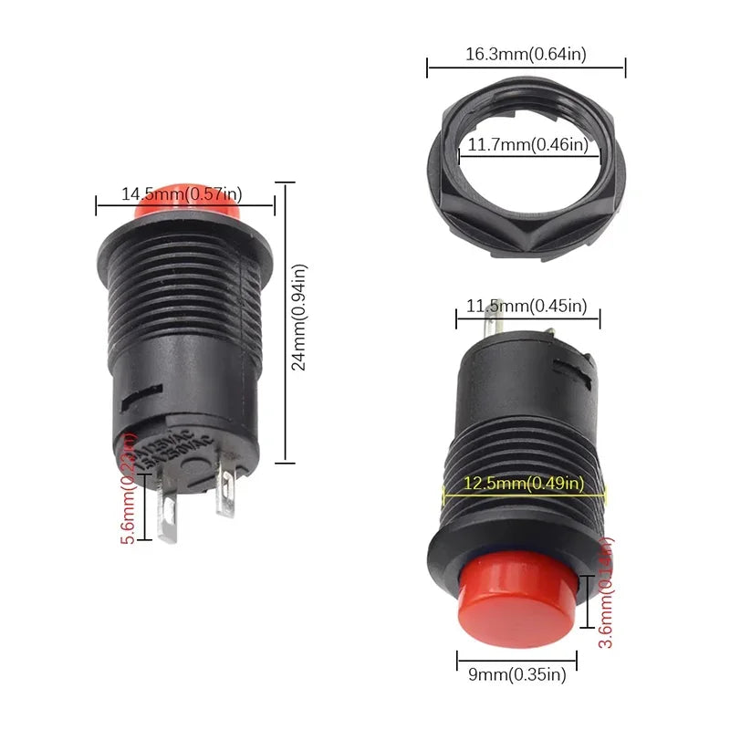 5/20PCS Self-Lock /Momentary Pushbutton Switches DS228 DS428 12mm OFF-ON Push Button Switch DS-228 DS-428