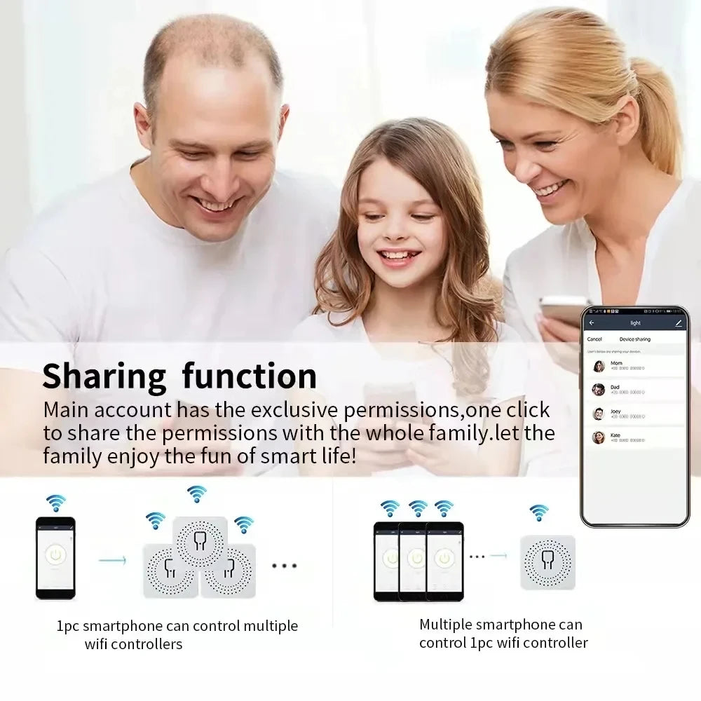 16A Mini Tuya Wifi Smart Switch 2 Way Control DIY Light Switches Alexa Yandex Alice Smart Google Home APP Voice Control